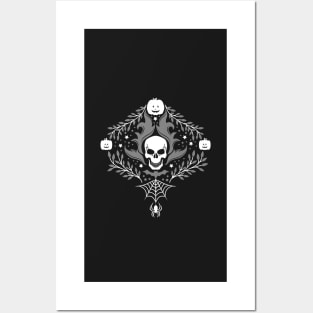 Damask Halloween in Silver Posters and Art